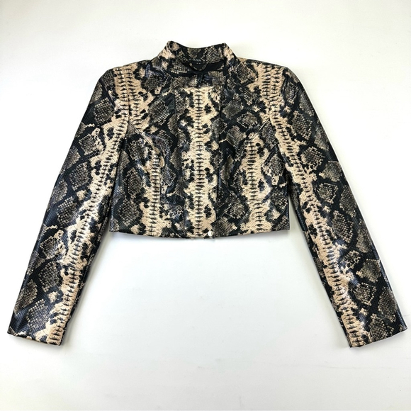 Marciano Guess snakeskin crop jacket Womens Zoe Biker faux leather fits Small - Picture 3 of 13